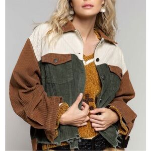 12th Tribe Not Your Boyfriend's Color Block Corduroy Jacket